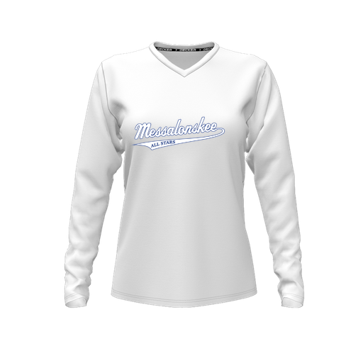 [FTLVCFWH-FYXS-LOGO1] Decker Comfort T-Shirt (Female Youth XS, White, V Neck, Logo 1, Long Sleeve)