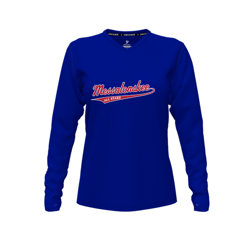 [CUS-DFW-TEES-CMF-VNK-LSL-RYL-FYXS-LOGO2] Comfort T-Shirt (Female Youth XS, Royal, V Neck, Logo 2, Long Sleeve)