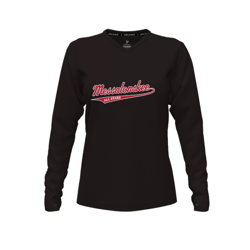 [CUS-DFW-TEES-PER-VNK-LSL-BLK-FYXS-LOGO2] Performance T-Shirt (Female Youth XS, Black, V Neck, Logo 2, Long Sleeve)