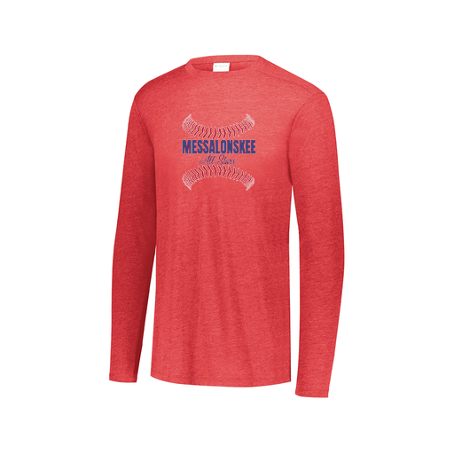 [FTLCUBRD-AXS-LOGO3] Decker Men's Tri-Blend T-Shirt - Long Sleeve (Adult XS, Red, Logo 3)